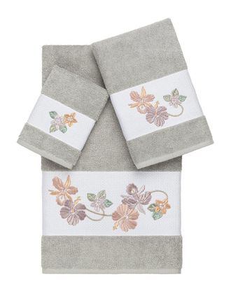 Linum Home Textiles 100% Turkish Cotton Caroline 3Pc Embellished Towel Set