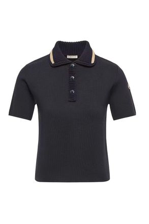 Moncler WOMENS KNITTED POLO SHIRT Size: L, colour: NAVY