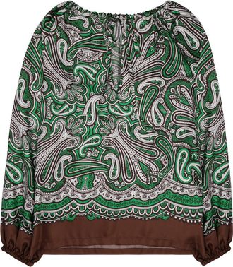 P.A.R.O.S.H. Paisley Pattern Silk Blouse With Contrasting Cuffs