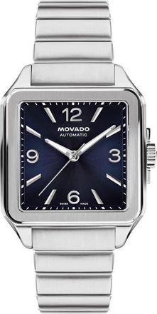 Movado The Heritage 1917 Leather Strap Watch, 35mm x 45.2mm in Light Blue at Nordstrom