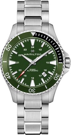 Hamilton Khaki Navy Scuba Automatic Bracelet Watch, 40mm in Green/silver at Nordstrom