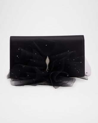 Christian Louboutin Bettina Tulle-Embellished Clutch Bag in Satin Crepe