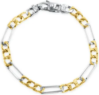 Pompeii3 Mens Figaro Link 14k Gold (12gram) or Platinum (19gram) 5.5mm Bracelet 8
