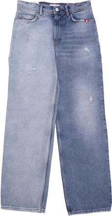 Amish Hoge Taille Denim Jeans Two Face - Dames - Loose Fit Jeans - Blauw - W30 - Denim - Jeans