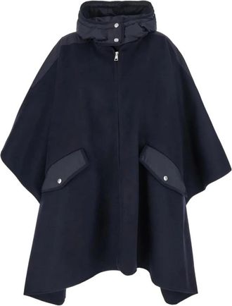 Moncler Wool Zip Cape - Dames - Ponchos - Blauw - ONE Size - Wol - Jassen