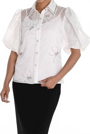 Frank Lyman Design Sparkling Woven Blouse In Cream