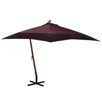 Berkfield Home Hanging Parasol with Pole Bordeaux Red 3x3 m Solid Fir Wood