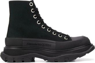 Alexander McQueen Zwarte Tread Slick Enkellaarzen - Dames - Veterlaarzen - Zwart - 38 EU - Schoenen