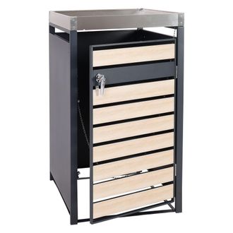 Hhg Hhg - Nunca Usado] 1 Tapa De Papelera Con Jardinera 301, Extensible, 125x68x80cm Metal 31kg, Antracita, Aspecto Madera De Haya