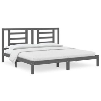 Berkfield Home Bed Frame Grey Solid Wood Pine 200x200 cm