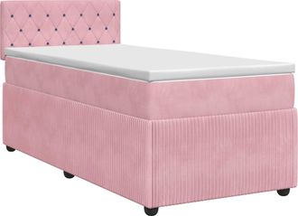 vidaXL Cama Box Spring Con Colch&oacute;n Rosa 80 X 200 Cm Terciopelo Vidaxl