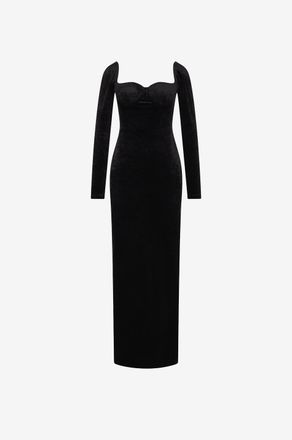 Balenciaga Langes figurbetontes Kleid mit Herzausschnitt aus Samt