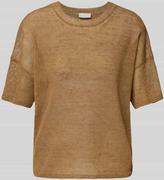 Milano Milano Italy Strickshirt aus Leinen-Mix in Camel, Gr&ouml;&szlig;e XS