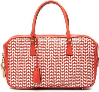 Prada Pre-owned Prada Woven Goatskin Madras Bauletto Handbag Ladies ZOQ9GD954TPK8VB3
