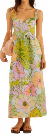 Farm Rio Spring Affair Midi Dress In Light Blue