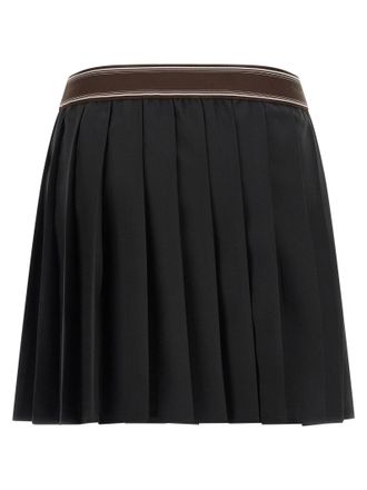 Versace Pleated Wool and Mohair Skirt - Black
