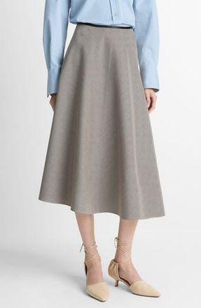 Vince Houndstooth Plaid Asymmetric Wool Blend Skirt in Multi Houndstooth at Nordstrom Rack, Size 0