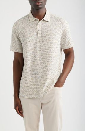 Tommy Bahama Costa Wave Mosaic Print Seersucker Stripe IslandZone Polo in Abbey Stone at Nordstrom, Size Xxx-Large