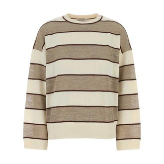 Brunello Cucinelli Brunello Cucinelli, Round-neck Knitwear, female, Multicolor, Size: M Striped Crewneck Sweater