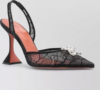 Amina Muaddi rosie lace slingback pumps 95mm bow