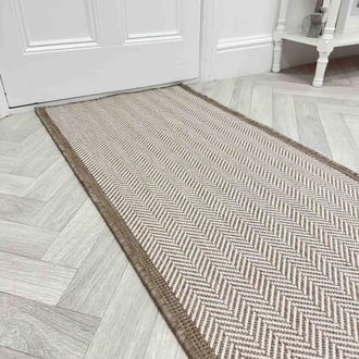 Runrug Carpet Runner Rug - Indoor/Outdoor, Reversible, 2mm - Illusion in Brown | Size: 60 cm x 360 cm