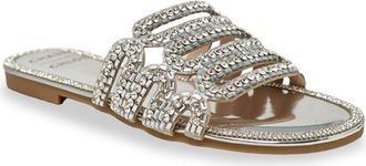 Chase + Chloe by Intouch Footwear Rhinestone Embellished Slide Sandal in Silver Metallic at Nordstrom Rack, Size 6.5