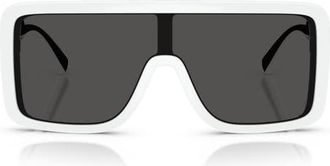 Dolce & Gabbana 134mm Rectangular Shield Sunglasses in White /Dark Grey at Nordstrom
