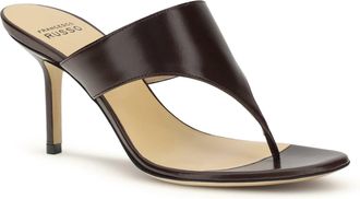 Francesco Russo Womens Thong Sandals Bordeaux Calf Leather Bos Taurus