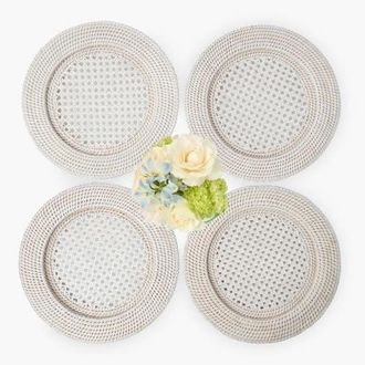 Mrs. Alice Rattan Charger Plates in White at Nordstrom