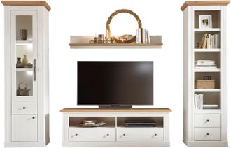 HOME AFFAIRE Wohnwand »Westminster TOPSELLER!« Set, Vitrine, Lowboard, Standregal, Wandregal, 4 Stk. tlg