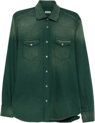 Sartorio Napoli Shirt met verweerd effect - Heren - Overhemden - Groen - Maat: M