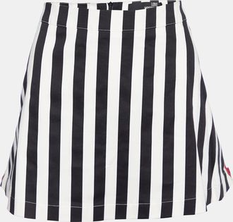 Love Moschino Black & White Striped Cotton Contrast Zip Detail Mini Skirt