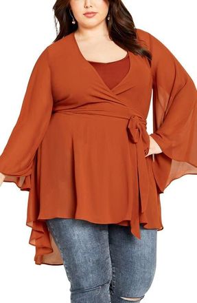City Chic Wrap Tunic Top in Honey at Nordstrom, Size Xs