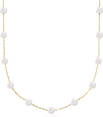 Ross-Simons 6-6.5mm Cultured Pearl Station Necklace in 14kt Yellow Gold