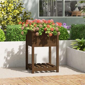 vidaXL Vidaxl - Jardinera De Madera Maciza De Pino Marr&oacute;n 54x54x81 Cm
