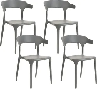 Beliani Conjunto De 4 Sillas Polipropileno Resistente Interior Exterior Gris Claro Gubbio