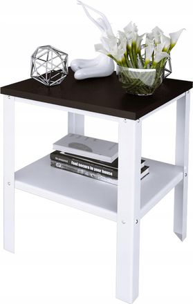 OEM Mesita De Noche Atornillada Con Estante, Ideal Para Dormitorio Tipo Loft, 40x40x45 Cm, Color Blanco + Tablero Minipearl