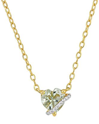 Rina Limor Gold Over Silver 0.77 ct. tw. Diamond & Green Amethyst Pendant