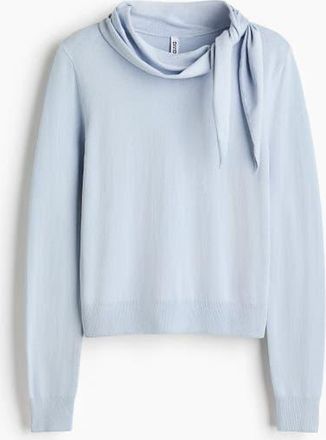 H&M Scarf-collar Jumper in Light Blue at Nordstrom, Size X-Small