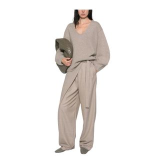 Soft Goat Brushed V-Neck - Dames - Truien - Beige - Maat: M Wol