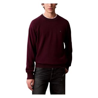 Calvin Klein Jeans Round-neck Knitwear, male, Purple, Size: M LS EZ Cotton Crewnk
