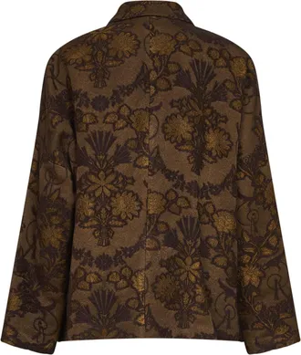 Uma Wang Womens Crossword Jacket Brown Floral Jacquard Virgin Wool