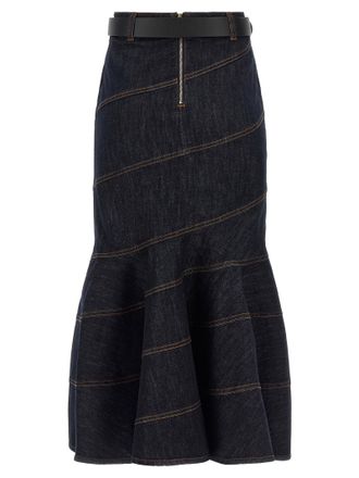 Self Portrait Indigo Denim Mermaid Skirt - Indigo
