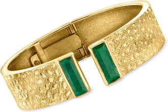 Ross-Simons Emerald Cuff Bracelet in 18kt Gold Over Sterling