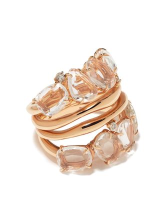 Brumani Anello in oro bianco 18kt, diamante e quarzo - Rosa