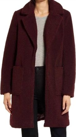 French Connection Womens Vegan Faux Fur Jacket In Wine