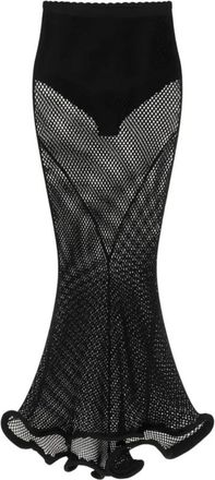 Givenchy Midi Kickback Rok in Mesh - Dames - Maxi Rokken - Zwart - M - Polyester - Rokken