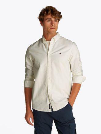 Tommy Jeans Langarmhemd TOMMY JEANS TJM REG OXFORD SHIRT EXT, Herren, Gr. XXL, N-Gr, beige (ecru), Web, Obermaterial: 100% Baumwolle, regular fit normal, Rundhals