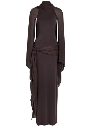 De La Vali DE LA Vali Sabela Detachable-bolero Jersey Gown - Brown - 12 (UK12 / M)