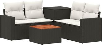 vidaXL Juego De Sof&aacute; 6 Uds. Negro Y Blanco Crema Vidaxl